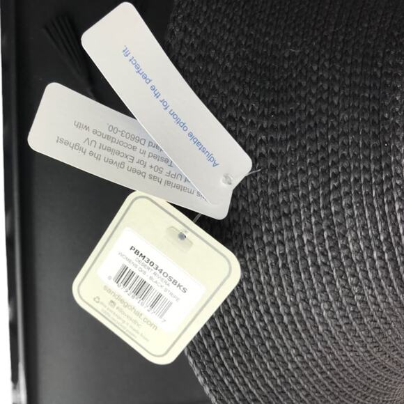 San Diego Hat Co Sun Hat Womens One Size Woven Chin Strap Black Adjustable NWT - Picture 5 of 8